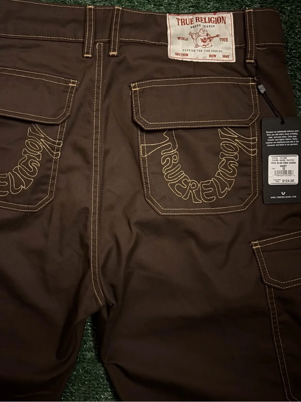 True Religion Dark Brown Men's Cargo Shorts